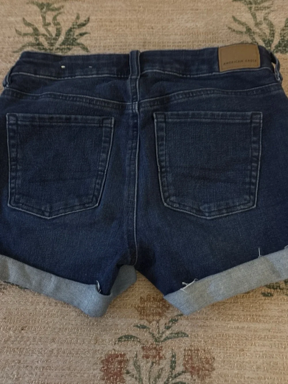 American Eagle Outfitters Navy Blue High-Rise Button-Fly Denim Shorts